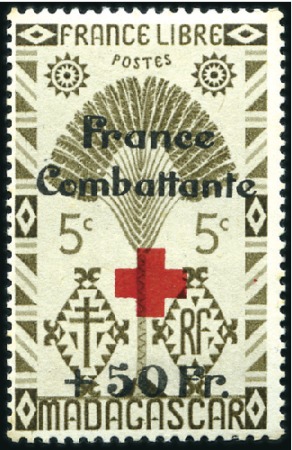 Stamp of Colonies françaises » Madagascar (Poste française) 1943-44 France combattante, non émis, +50Fr sur 5c