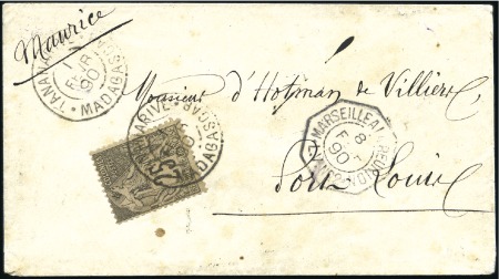 Stamp of Colonies françaises » Madagascar (Poste française) 1890 Env. pour l'ile Maurice avec 25c Alphée Duboi