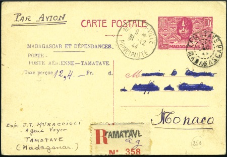 Stamp of Colonies françaises » Madagascar (Poste française) 1944-45, Lot de 45 lettres/entiers/cartes avec cac
