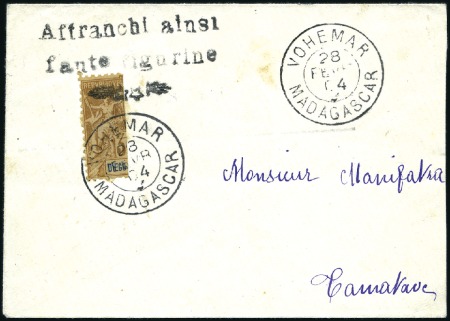 Stamp of Colonies françaises » Madagascar (Poste française) 1904 Env. pour Tamatave avec surcharge deux étoile