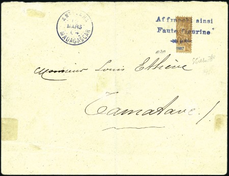 Stamp of Colonies françaises » Madagascar (Poste française) 1904 Env. pour Tamatave avec rare surcharge  de An