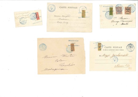 Stamp of Colonies françaises » Madagascar (Poste française) 1904 Lot de cinq enveloppes/cpa avec surcharge "Af