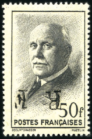 Stamp of France » Libération CINQ MARS LA PILE 50F noir avec surcharge renversé