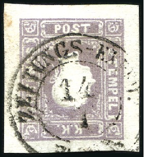 Stamp of Austria 1858 Lilac grey with large margins, used, very fin