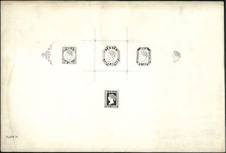 Stamp of India 1854-55 Reprint sheet from the original copper pla