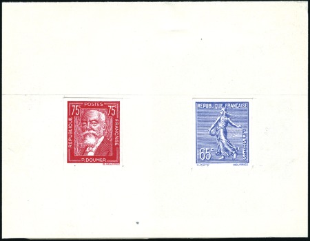 Stamp of France 1933 Epreuves de Doumer et d'un 65c Semeuse lignée
