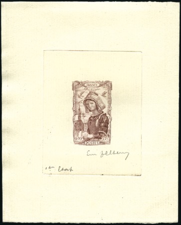 Stamp of France 1943 Coiffes régionales, série de 6 épreuves d'art