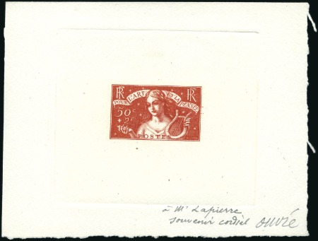 Stamp of France 1935 L'Art et la Pensée en épreuve d'artiste dédic