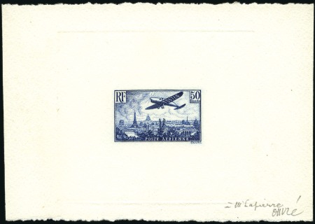 Stamp of France 1936 50F en épreuve d'artiste en bleu dédicacé "à 