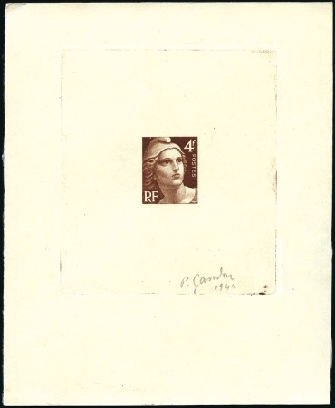 Stamp of France 1945-46, Marianne de Gandon, Lot de 4 épreuves col