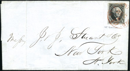 Stamp of United States » 1847 Issue 10c black, good margins, tied red ST.LOUIS cds, on