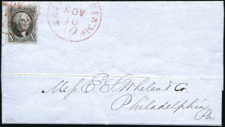 Stamp of United States » 1847 Issue 10c black, good margins, tied red STAINT LOUIS cds