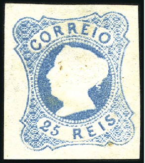 Stamp of Portugal 1853 Queen Maria II, 25r greenish blue, die I, lar