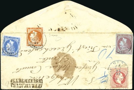 Stamp of Greece » Large Hermes Heads » 1862-67 2nd Athens print Later prints 1869 Envelope from Vienna to Zante, franked Austri