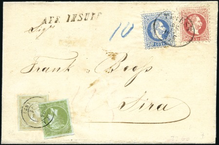 Stamp of Greece » Large Hermes Heads » 1862-67 2nd Athens print Later prints 1872 Envelope from Triest to Sira, franked Austria