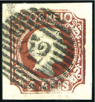 Stamp of Portugal 1855 King Pedro V, straight hair, 5r red-brown, ty