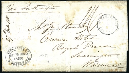 Stamp of Egypt » Private Carriers and Forwarding Agents 1850 Entire from Cairo to England with a clear "FO