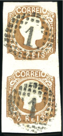 Stamp of Portugal 1856 King Pedro V, curled hair, 5r yellow-brown, v