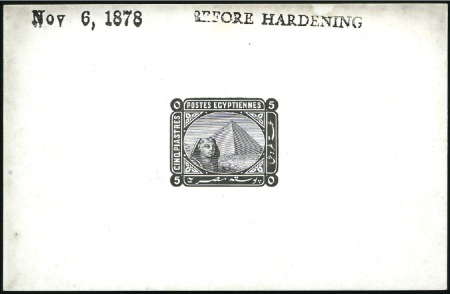 Stamp of Egypt » 1879 De La Rue 5pi De La Rue die proof in black on white glossy c