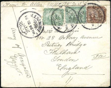 Stamp of Egypt » 1884 Changed Colours 1896 (Aug 16) Envelope from Alexandria to England 