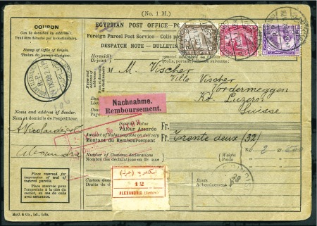 Stamp of Egypt » 1884 Changed Colours 1909 & 1913 Parcel cards from Alexandria / Cairo t