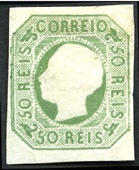 Stamp of Portugal 1862-64 King Luiz, 50r green, unused with original