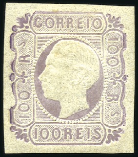 Stamp of Portugal 1862-64 King Luiz, 100r lilac, unused with origina