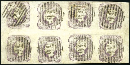 Stamp of Portugal 1862-64 King Luiz, 100r lilac, horizontal BLOCK OF