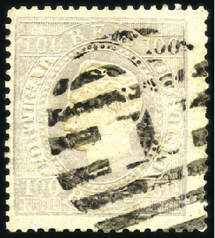 Stamp of Portugal 1870-76 King Luiz, straight labels, 100r lilac, PE