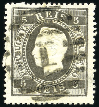 Stamp of Portugal 1870-76 King Luiz, straight labels, PERFORATION 14