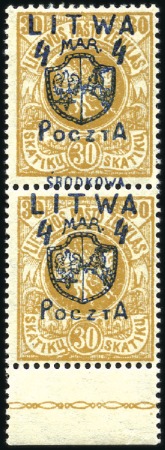 Stamp of Lithuania CENTRAL LITHUANIA: 1920 Srodkowa Litwa & Arms 4m o