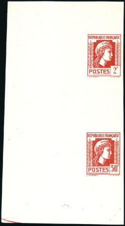 Stamp of France 1944 Marianne d'Alger, Non émis 2F et 50F se-tenan