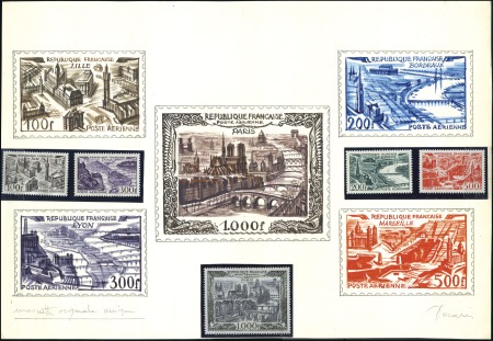 Stamp of France 1949-50, Villes de France et Vue de Paris, Maquett
