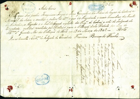 Stamp of Portugal 1842 Judicial document having travelled from Chave