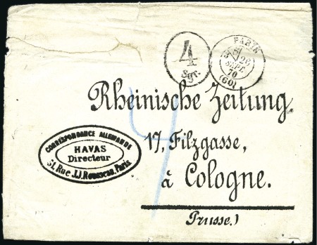 Stamp of France 1870 Rarissime taxe 4 Sgr sur ballon monté avec co