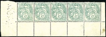 Stamp of France 1900-24 Blanc 5c, Essais de couleur en vert: panne