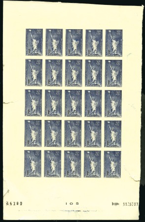 Stamp of France 1937 Réfugiés politiques, Essai en feuille entière