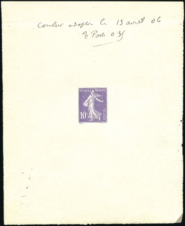 Stamp of France 1906 10c inscriptions maigres, 10c violet en épreu