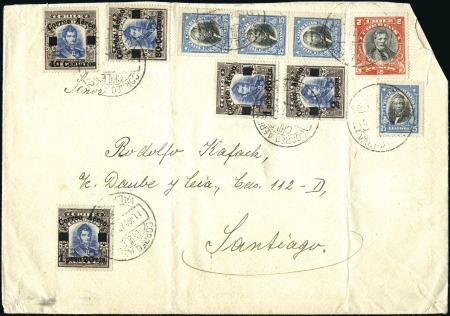 Stamp of Chile 1927 Large envelope to Santiago, franked set of fi