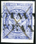 Stamp of Ecuador » 1865-72 First Issue 1/2r Blue, two singles respectively cancelled by O