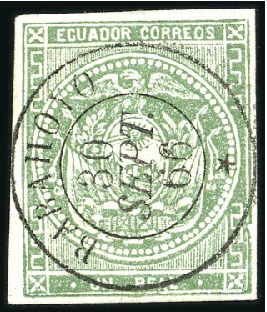 Stamp of Ecuador » 1865-72 First Issue 1r Green, 1865 First Printing, with perfectly cent