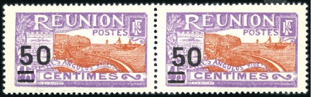 Stamp of Colonies françaises » Réunion 1933 Variété "Chiffres espacés" 50 sur 45c violet 