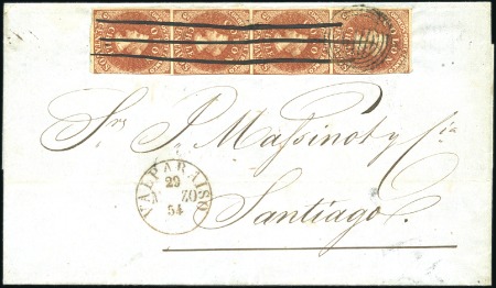 Stamp of Chile 1854 Folded cover to Santiago, franked Desmadryl 5