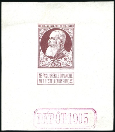 Stamp of Belgium » General issues from 1894 onwards 1905 Grosse Barbe, 35c épreuve du coin, en couleur