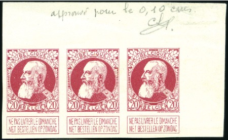 Stamp of Belgium » General issues from 1894 onwards 1905 Grosse Barbe, 10c épreuve de la planche en ro