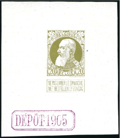 Stamp of Belgium » General issues from 1894 onwards 1905 Grosse Barbe, 10c, 20c, 25c et 50c épreuves d