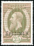 Stamp of Belgium » General issues from 1894 onwards 1889 Léopold II, 25F réséda foncé, un exemplaire a