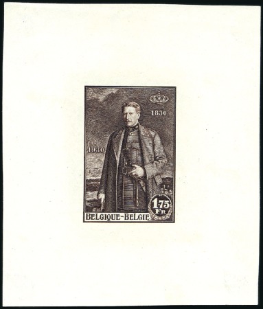 Stamp of Belgium » General issues from 1894 onwards 1930 Indépendance, 1F75 épreuve du coin, en brun f