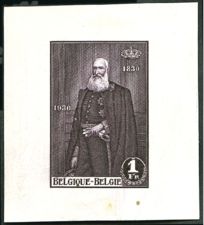 Stamp of Belgium » General issues from 1894 onwards 1930 Indépendance, 1F épreuve du coin, en brun-vio