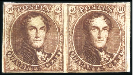 Stamp of Belgium » Belgique. 1849 Médaillons (filigrane encadré) - La Genèse - Épreuves Épreuve de la planche: 40 centimes en brun-violet 